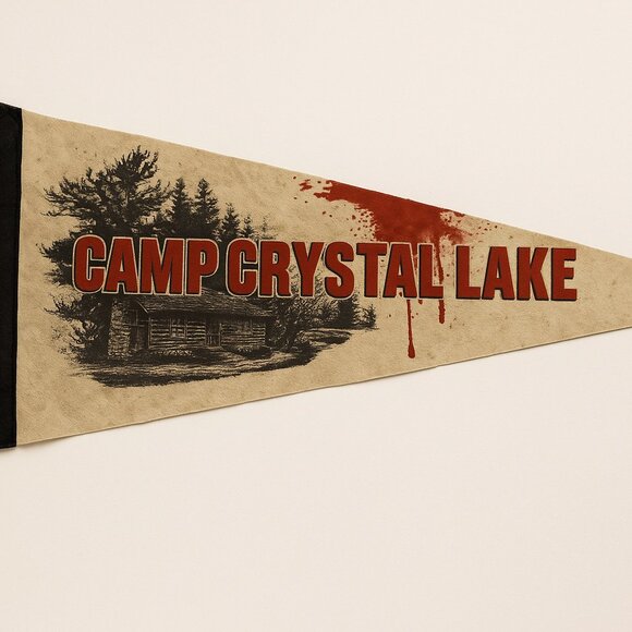 Horrorcore Camp Crystal Lake Felt Pennant Flag Friday the 13th Collectible - Picture 6 of 6